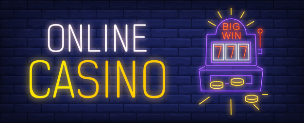Online Casino Neon Sign Winning Slot Machine Lumin
